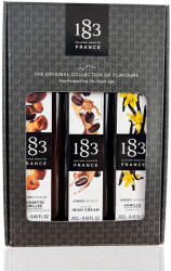 1883 Maison Routin 1883 Díszdobozos Ajándékszett 3X25cl (Chai tea szirup, Vanília szirup, Sóskaramell szirup) (szett1)