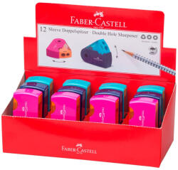 Faber-Castell Hegyező dupla tartályos SLEEVE Faber-Castell trendi rózsaszín/narancs, türkiz/világoszöld, kék/világoskék színben (FC182704) - iroda-ellatas