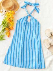 Shein Kék Mini Ruha Nyitott Vállú Csíkos Megkötős Shein 40/42