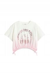 H&M Pamut Krém-rózsaszín Rövid Ujjú Crop Felső Nyomott Mintával 146/152