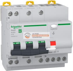 Schneider Electric EASY9 PRO Áramvédős kismegszakító, A osztály, 3P-N, C, 10A, 30mA