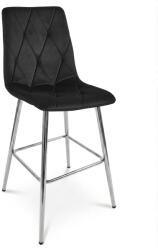 FDY Scaun Bar Fido XL Catifea Gri Neagra, Picioare Metalice Crom