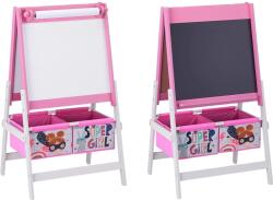 Ginger Home Статив за рисуване 3 в 1 Ginger Home - Super Girl, черна/бяла дъска и хартиена ролка (TF6004)