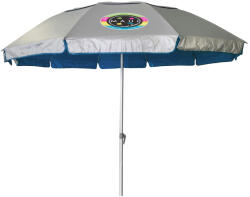 Maui & Sons WindGuard XXL Umbrelă de Plajă din Aluminiu Diametru 2.4m cu Protecție UV și Rezistență la Vânt Mykonos Albastru cu Dublu Suport (Supraîntărită) 1914 (1914)