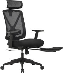SONGMICS Scaun birou ergonomic cu suport picioare extensibil, sezut gros cu spuma, spatar mesh si tetiera reglabila, 69x70x133 cm, negru (EZ-OBN61BK)