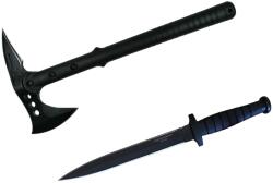  Set de supravietuire DEPOX®, Double Trouble, topor si cutit cu tais dublu, otel inoxidabil, negru (423063 - 0978)
