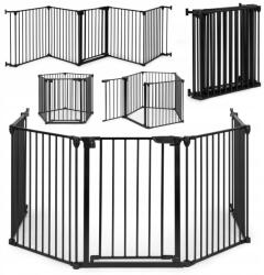  Bariera de siguranta pliabila 300x74 cm, 5 panouri si poarta cu blocare automata, metal si plastic, neagra (ML-SF-015-BC)