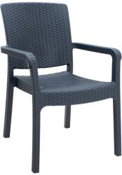 TopMebel Полипропиленов стол с ратан в сив цвят 56x60x86, 5cm