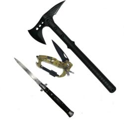  Set Topor Survivor, Carabina multifunctionala si Briceag Stiletto, DEPOX®, otel (1388240 - 0976)