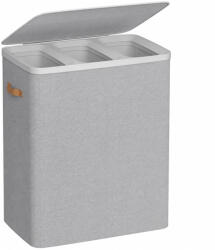  SONGMICS Cos rufe cu 3 compartimente si capac, saci detasabili cu maner, 190 litri, 64x40x75 cm, gri (EZ-LCB814GD01)