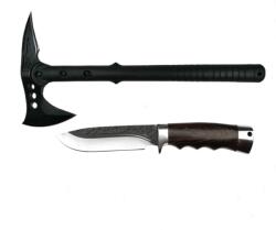  Set Topor Pirate Skull, 39 cm si Cutit Bohemian Blade, 23 cm, DEPOX®, otel inoxidabil, teaca inclusa (1370534 - 0975)