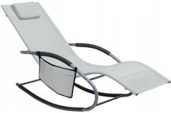  Leagan tip sezlong pentru gradina 148x63x87 cm, structura otel, textilen, design ergonomic, gri deschis (LEZ-1618)