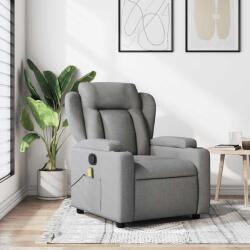 vidaXL Fotoliu reclinabil cu masaj, gri deschis, material textil GartenMobel Dekor (3206000)