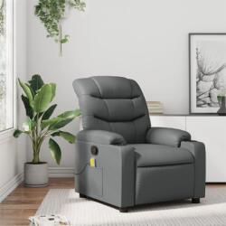 vidaXL Fotoliu reclinabil cu masaj, gri, piele ecologica GartenMobel Dekor (3206905)