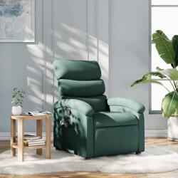vidaXL Fotoliu reclinabil cu masaj, verde închis, material textil GartenMobel Dekor (3205812)