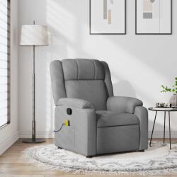 vidaXL Fotoliu reclinabil cu masaj, gri deschis, material textil GartenMobel Dekor (3206205)
