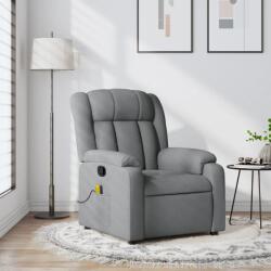 vidaXL Fotoliu reclinabil cu masaj, gri deschis, material textil GartenMobel Dekor (3205776)