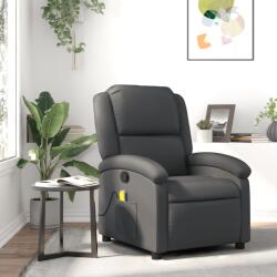 vidaXL Fotoliu reclinabil cu masaj, gri, piele naturala GartenMobel Dekor (3205473)