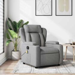 vidaXL Fotoliu reclinabil cu masaj, gri deschis, material textil GartenMobel Dekor (3205568)