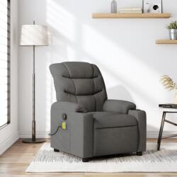vidaXL Fotoliu reclinabil cu masaj, gri închis, material textil GartenMobel Dekor (3206916)