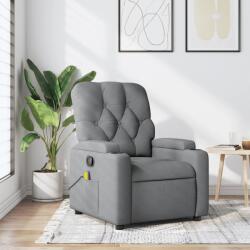 vidaXL Fotoliu reclinabil cu masaj, gri deschis, material textil GartenMobel Dekor (3206064)