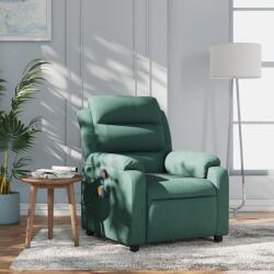 vidaXL Fotoliu reclinabil cu masaj, verde închis, material textil GartenMobel Dekor (3206143)