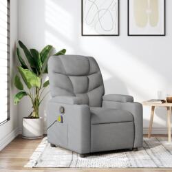 vidaXL Fotoliu reclinabil cu masaj, gri deschis, material textil GartenMobel Dekor (3206032)