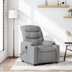 vidaXL Fotoliu reclinabil cu masaj, gri deschis, material textil GartenMobel Dekor (3206851)