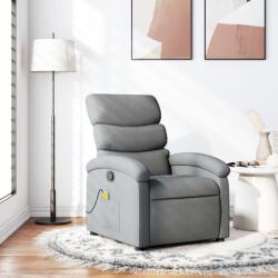 vidaXL Fotoliu reclinabil cu masaj, gri deschis, material textil GartenMobel Dekor (3205809)