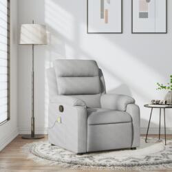 vidaXL Fotoliu reclinabil cu masaj, gri deschis, material textil GartenMobel Dekor (3206140)