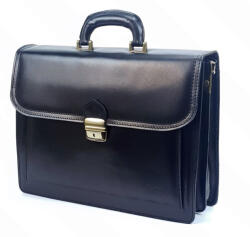  Maxmoda harmónika zsebes, dupla, fekete férfi bőr aktatáska 40 x 29 cm (MM-1219-F)