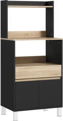 HomCom Mobilier pentru cuptor cu microunde, bufet de bucătărie cu dulap sertar raft superior, 60 x 40 x 131 cm stejar și negru | Aosom Romania (83A-028V01BK)