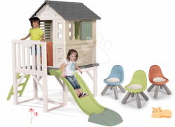 Smoby Set căsuță pe piloni cu loc de stat House On Stilts Life Smoby extensibilă cu tobogan de 1, 5 m cu jet de apă (SM810802-8) Casuta pentru copii