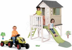 Smoby Set căsuță pe piloni și tractor cu remorcă House On Stilts Life Smoby extensibilă cu tobogan de 1, 5 m cu jet de apă (SM810802-11) Casuta pentru copii