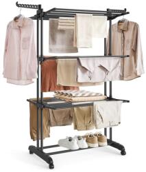 Songmics Uscător pliabil de rufe, 3 niveluri, negru, capacitate 35kg (LLR701B01V3)