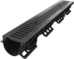 Vodaland Rigolă polipropilenă VODALAND grătar fontă 1000x156x120 mm scurgere verticală Ø 110 mm si orizontală Ø 110 mm A 15 trafic pietonal C250 (8020203031)
