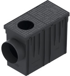 Vodaland Cămin scurgere polipropilenă negru VODALAND 314x140x221 mm burlan Ø 90/110 mm ieșire orizontală Ø 110 mm A15 trafic pietonal (817008-N)