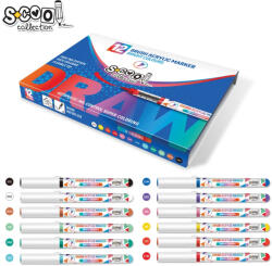 S-COOL Markere cu vopsea acrilica, varf tip pensula, 12 buc/set - S-COOL (SC3013)