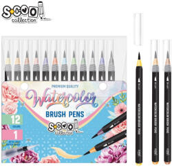 S-COOL Set markere cu varf tip pensula pe baza de apa + pensula cu rezervor, 12+1 - S-COOL (SC2398)