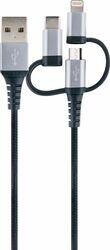 SCHWAIGER Cablu Schwaiger 3-in-1 1.5m USB-A la MicroUSB/Lightning Negru/Argintiu (lku100533)