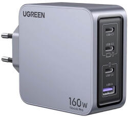 UGREEN Nexode Pro GaN Fast Wall Charger 160W - захранване за ел. мрежа за лаптопи, смартфони и таблети с USB-A и 3xUSB-C изходи с технология за бързо зареждане (тъмноси