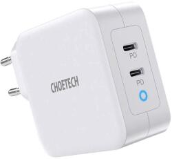 Choetech GaN Fast Charger 100W USB-C PD Wall Charger - захранване с 2 x USB-C изхода и с технология за бързо зареждане (бял)
