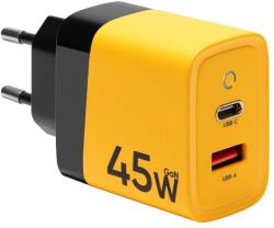 Tactical GaN Microgrid Wall Charger 45W - захранване за ел. мрежа с USB-A и USB-C изходи с технология за бързо зареждане (жълт)