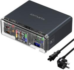 4smarts Lucid GaN Fast Wall Charger 210W - захранване за ел. мрежа за лаптопи, смартфони и таблети с 1xUSB-A и 3xUSB-C изходи с технология за бързо зареждане (тъмносив)