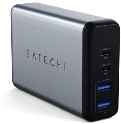 Satechi 75W Dual USB-C Multiport Travel Charger - захранване с два USB-C изхода (60W + 18W) и 2 x USB изхода за мобилни телефони, таблети и MacBook (сив)