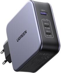 Ugreen Nexode GaN Fast Wall Charger 140W - захранване за ел. мрежа за ла то и, смартфони и таблети с USB-A и 3xUSB-C изходи с технология за бързо зареждане и USB-C към USB-C кабел (черен)