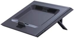 Baseus ThermoCool Heat Dissipating Laptop Stand - охлаждаща ергономична  оставка с 2 вентилаторa и LED  одсветка за Mac и  реносими ком ютри (тъмносив)