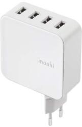 Moshi ProGeo 4-Port USB Wall Charger (35W) - захранване с 4 x USB изхода за мобилни телефони и таблети (бял)