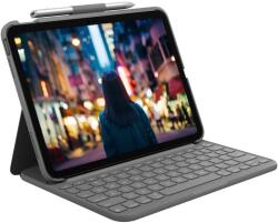 Logitech Slim Keyboard Folio UK - безжична клавиатура, кейс и поставка за iPad 10 (2022) (сив)
