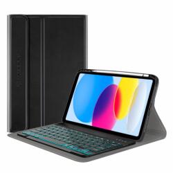 Techsuit CozyTab Case and Bluetooth Keyboard - кожен калъф и безжична блутут клавиатура за iPad 10 (2022) (черен)